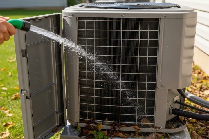 clean outside air conditioning unit